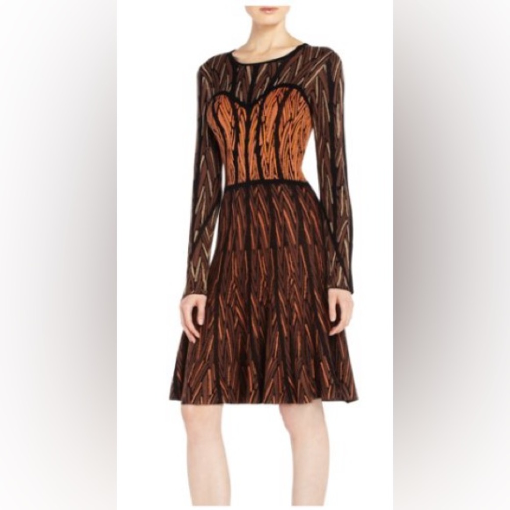 BCBG MAX AZRIA KAYLA CHEVRON JACQUARD DRESS size xs